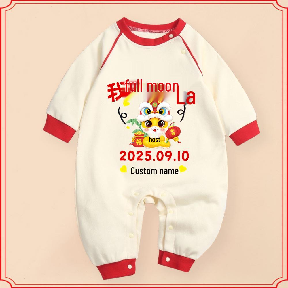 Newborn Baby Celebration Long Sleeve Cotton Romper for Spring/Autumn Photo Shoots