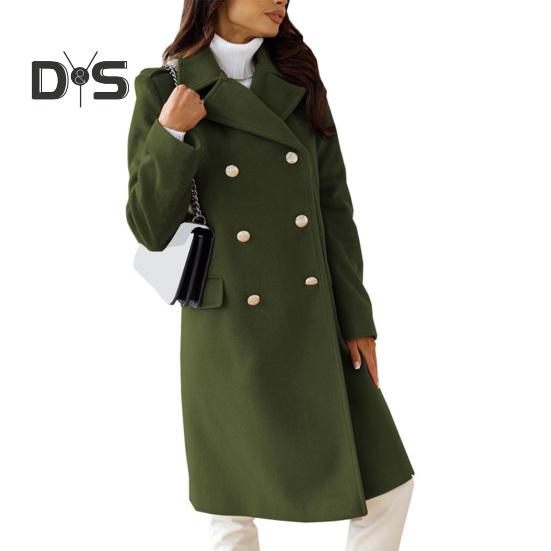 

Женское зимнее пальто с отложным воротником и карманами, однотонный двубортный кардиган свободного кроя, пальто с длинными рукавами, для поездок на работу и свиданий, зимнее пальто XXL армия зеленый