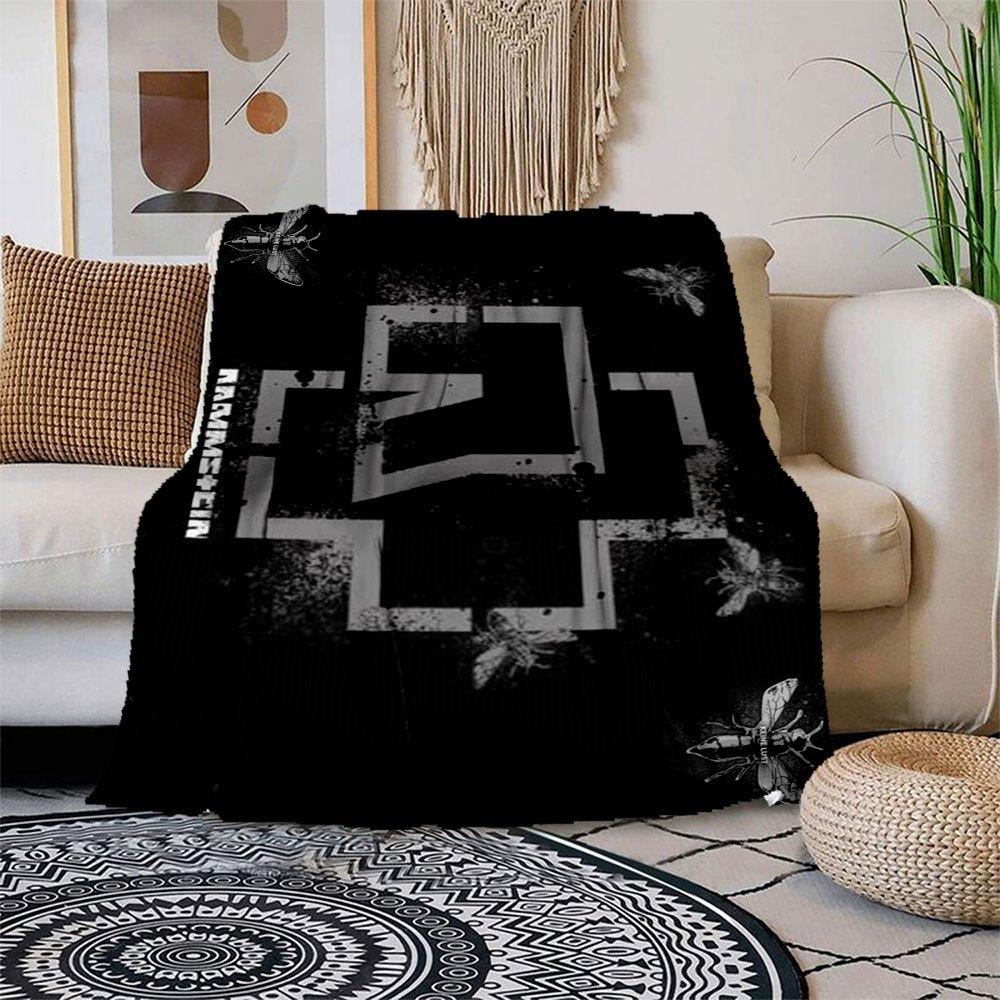 

Rammstein Band Logo T-Shirt - BlackBlanket Flannel Throw Blanket for Sofa, Bed, Travel, Camping, Office, Couch, Chair, And Bed Gift for Chri 150x180cm