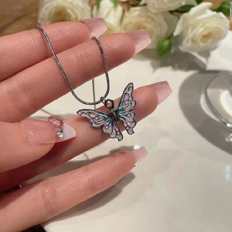 Butterfly Necklace Korean Style Butterflies Snake Bone Chain Statement Jewelry