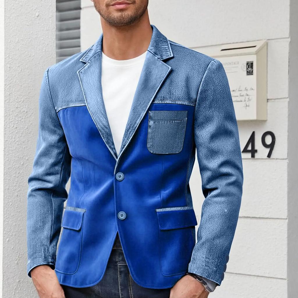 Frühling Herbst Herren Patchwork Blazer Mode Anzugjacke Hohe Qualität Schlank Lässig Blazer Mäntel Mann