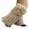 Harajuku Shoes Cuffs Leg Warmer Winter Warm Vintage Solid Color Fuzzy Plush Boots Cover Thick Calf Socks for Womens