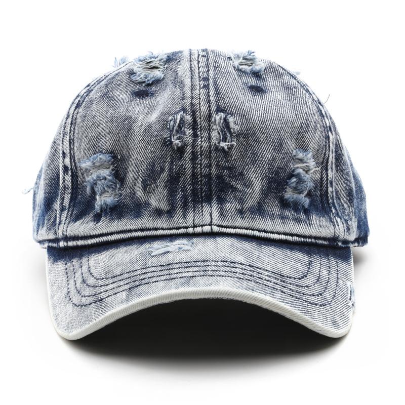 Vintage Opraná Roztrhaná Džínová Baseballová Čepice Klobouk pro Muže Ženy Retro Streetwear Cestovní Klobouk