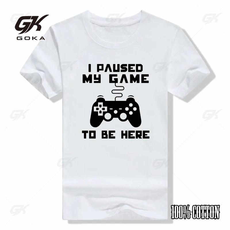 I Paused My Game To Be Here T Shirt Funny Video Gamer Humor Joke for Men Cotton T Shirts Fashion Casual Oneck Tops Unisex Tees