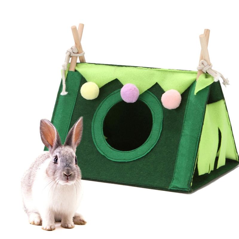 Atmungsaktives Versteckzelt für Kleintiere, Kaninchen, Hamster, Chinchilla, Grünes Zelt-Haus, Langlebig, Faltbar, Tragbar, Haustierzelt