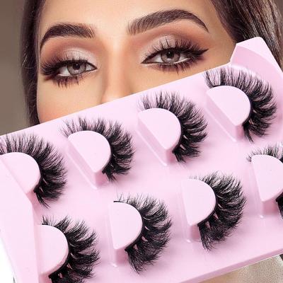 High-Quality Faux Mink Eyelashes - Voluminous, Multi-Layer Curl (4 Pairs)