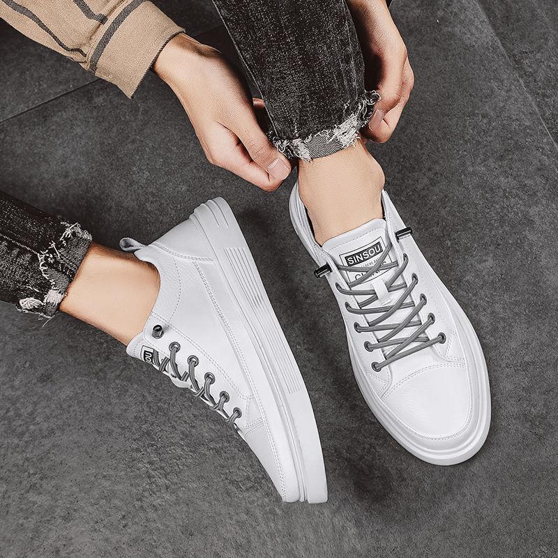 Sommer Neuer Trend Wilde Weiße Schuhe Herren Jugend Koreanischer Stil Atmungsaktive Leder Freizeitschuhe