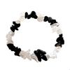 Elastic Bracelet with Chips In Rock Crystal and Black Agate - 50mm