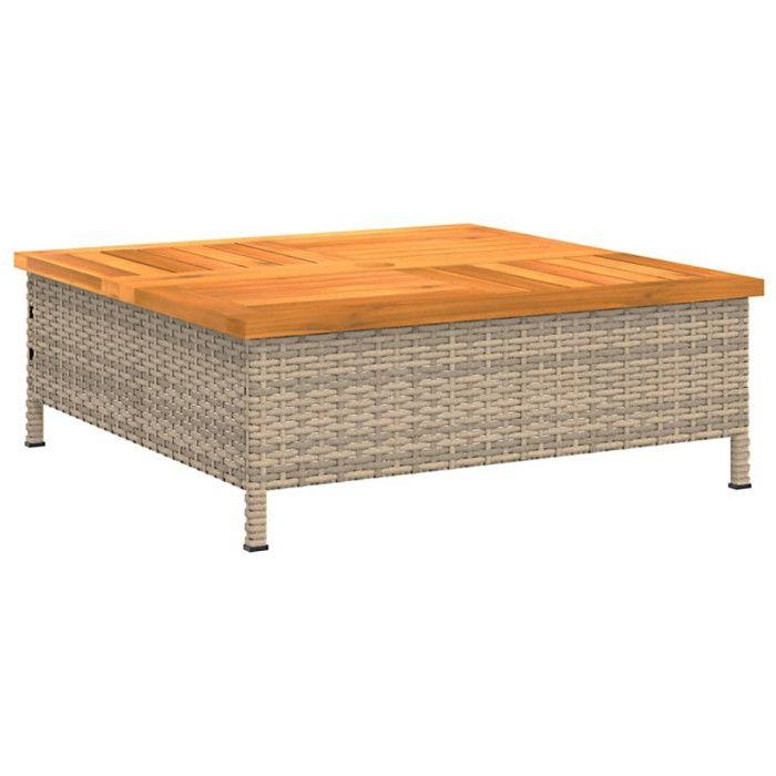 VidaXL Table de Jardin, Table Basse Carrée avec Trou, Meuble de Terrasse Balcon Patio Extérieur, Beige Résine Tressée et 3281631
