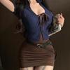 Cosplay Lingerie School Student Uniform Role Play Costume Women Cute Mini Skirt Tight Blouse Set Porn College Girl Sex Shirts