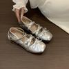 Fashion Niche Design Sense Square Toe Rivet Inner Heightened Mary Jane Shoes Women's 2025 Summer New Bow Ballet Shoes