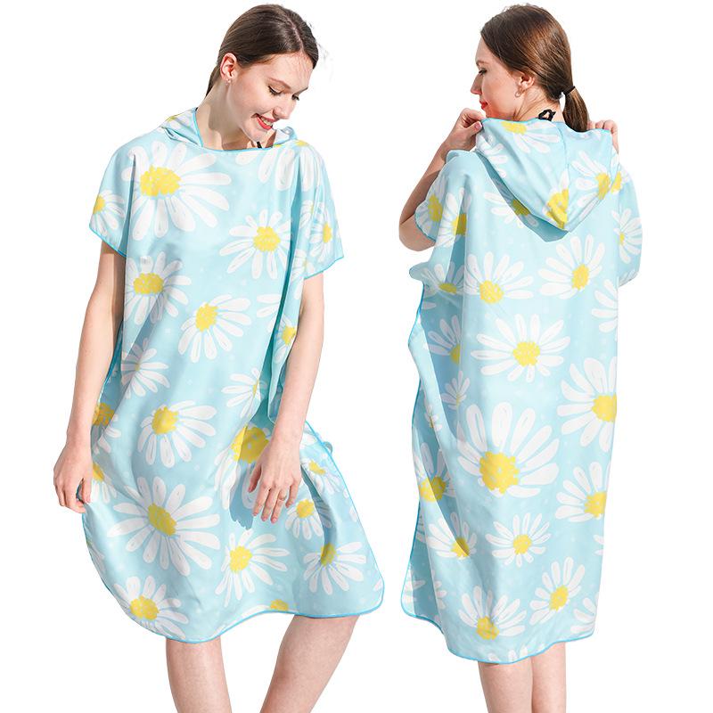 2025 Quick-Dry Hooded Swim Poncho with Zipper - Portable Bathrobe and Beach Towel
