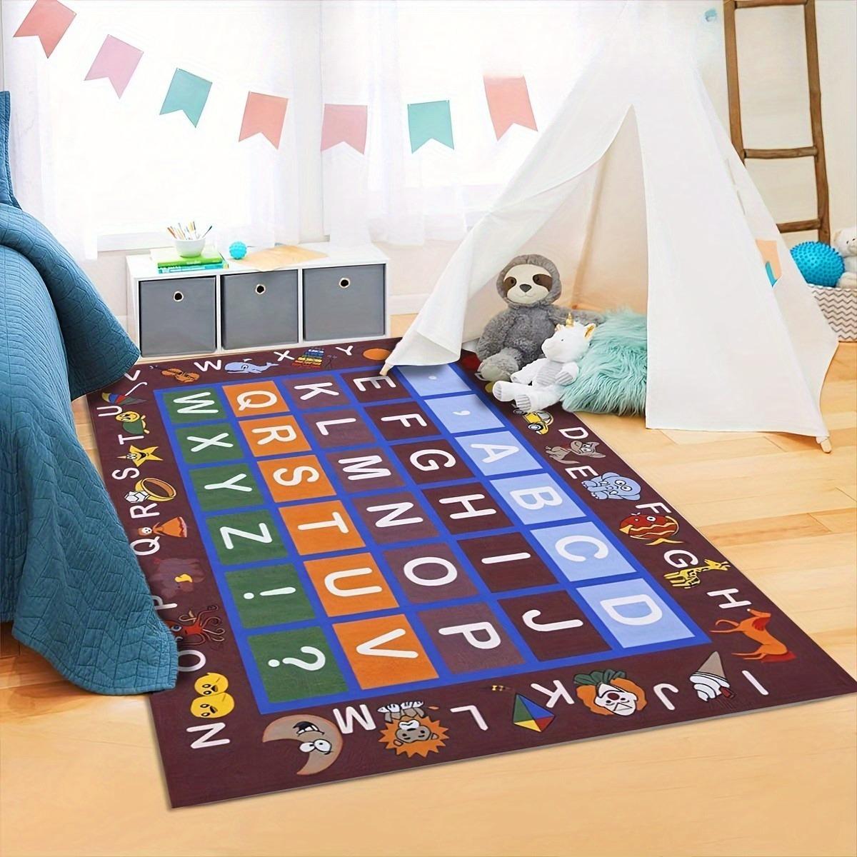 

Living Room Carpet Study Bedroom Office Entrance Hall Corridor Outdoor Decorative Carpet Educational Design Colorful Alphabet 50X80CM