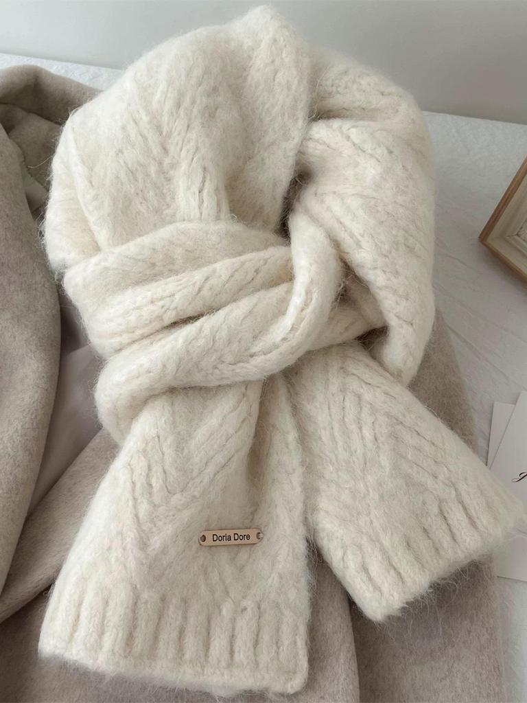 Women's Winter Wool-Blend Knitted Scarf - High-End Alpaca Neck Warmer for Couples