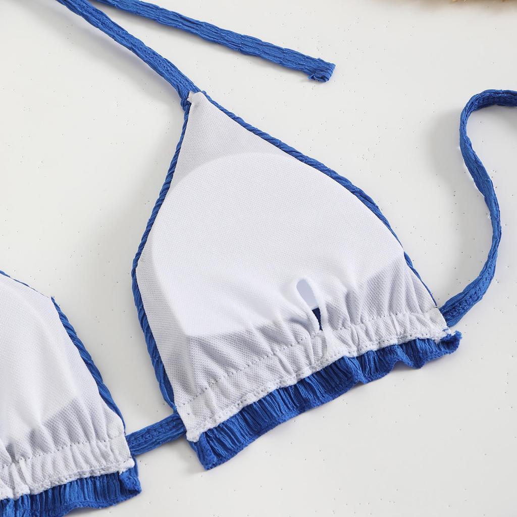 2025 Trendy Solid Color Sexy Halter Bikini Three-Piece Set