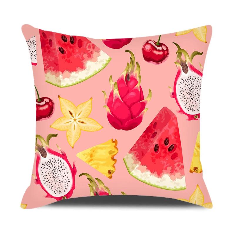 Summer Home Decor Pillow Cover 18x18 Inches Cartoon Fruits Printed Pillowcase Sofa Chair Seat Decorative Pillows Cushion Covers