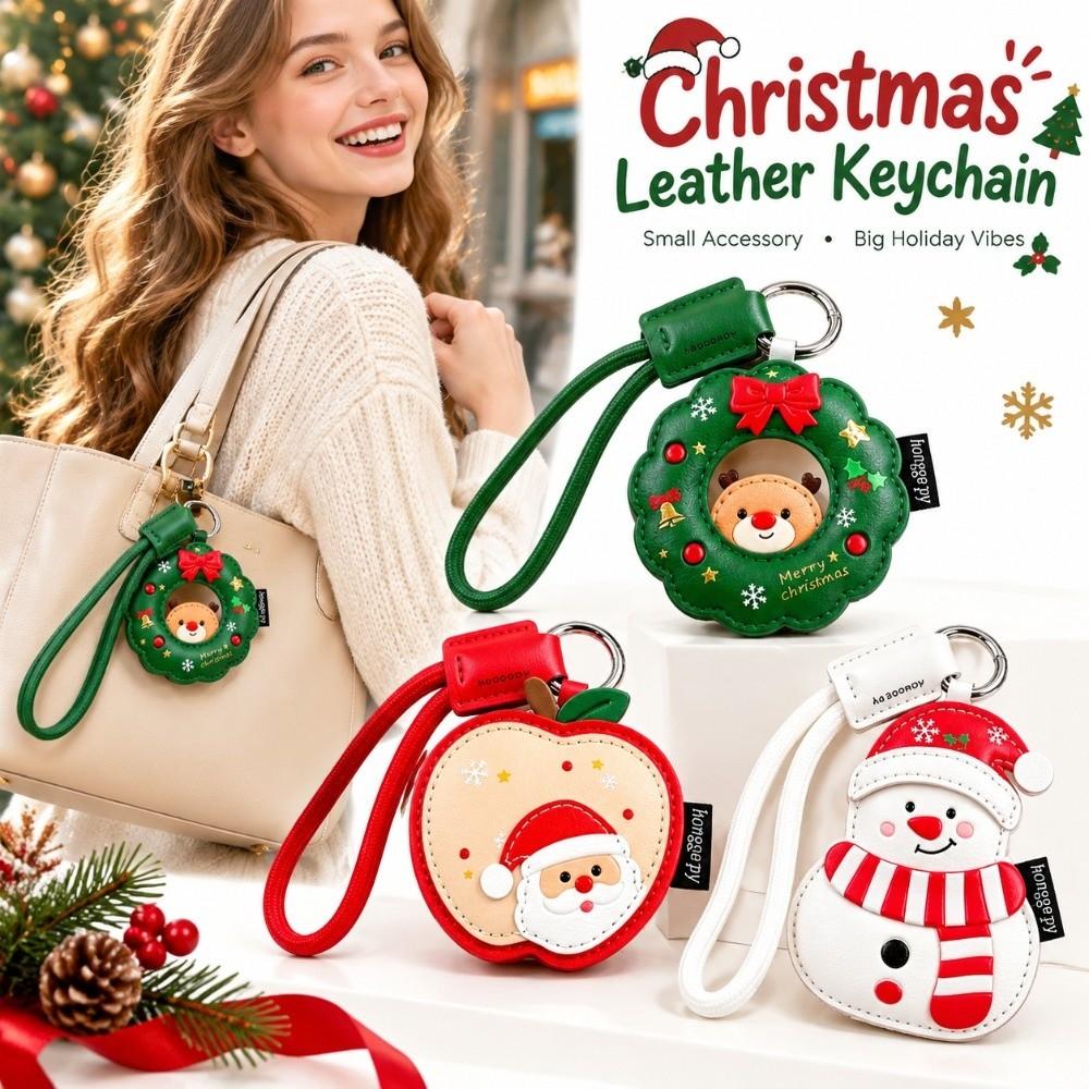 Lightweight Leather Keychain PU Leather Couple Christmas Pendant Couple Holiday Gift