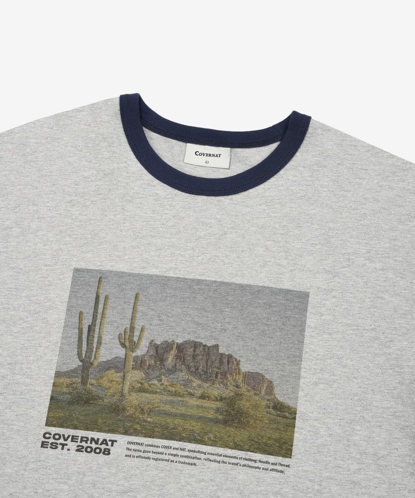 COVERNAT Cactus Valley Graphic T-Shirt Melange Grey