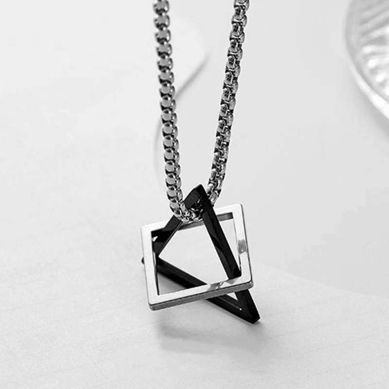 Geometric Triangle Men s Trendy Ins Cold Style Cool Hip Hop Female Hip Hop Accessories Necklace Pendant 60CM(Necklace Long)