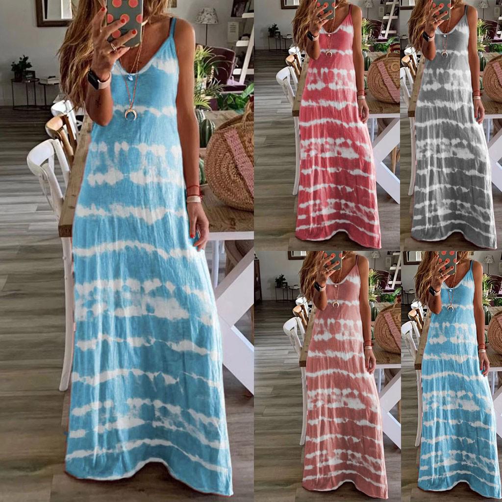 

Женское повседневное свободное платье без рукавов с баской и V-образным вырезом большого размера с принтом тай-дай