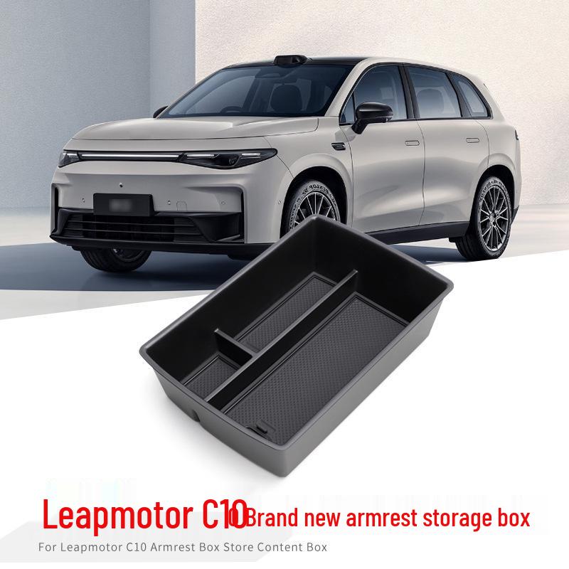Leapmotor C10 Armrest Storage Box: Center Console Organizer for Car Interior Decoration and Modification.