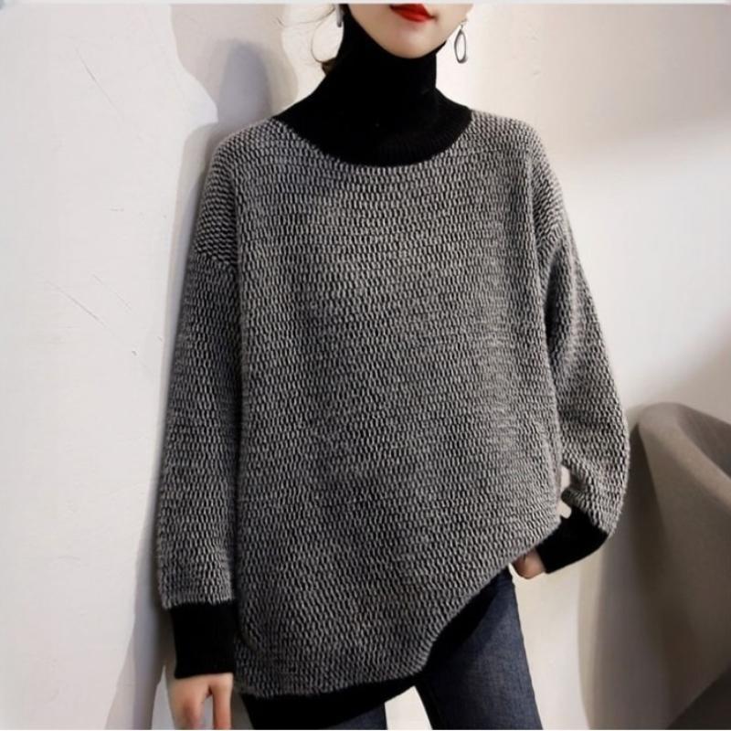 Korean Turtleneck Sweater Women Pullover Autumn Winter Loose Outerwear Lazy Style Knit Top