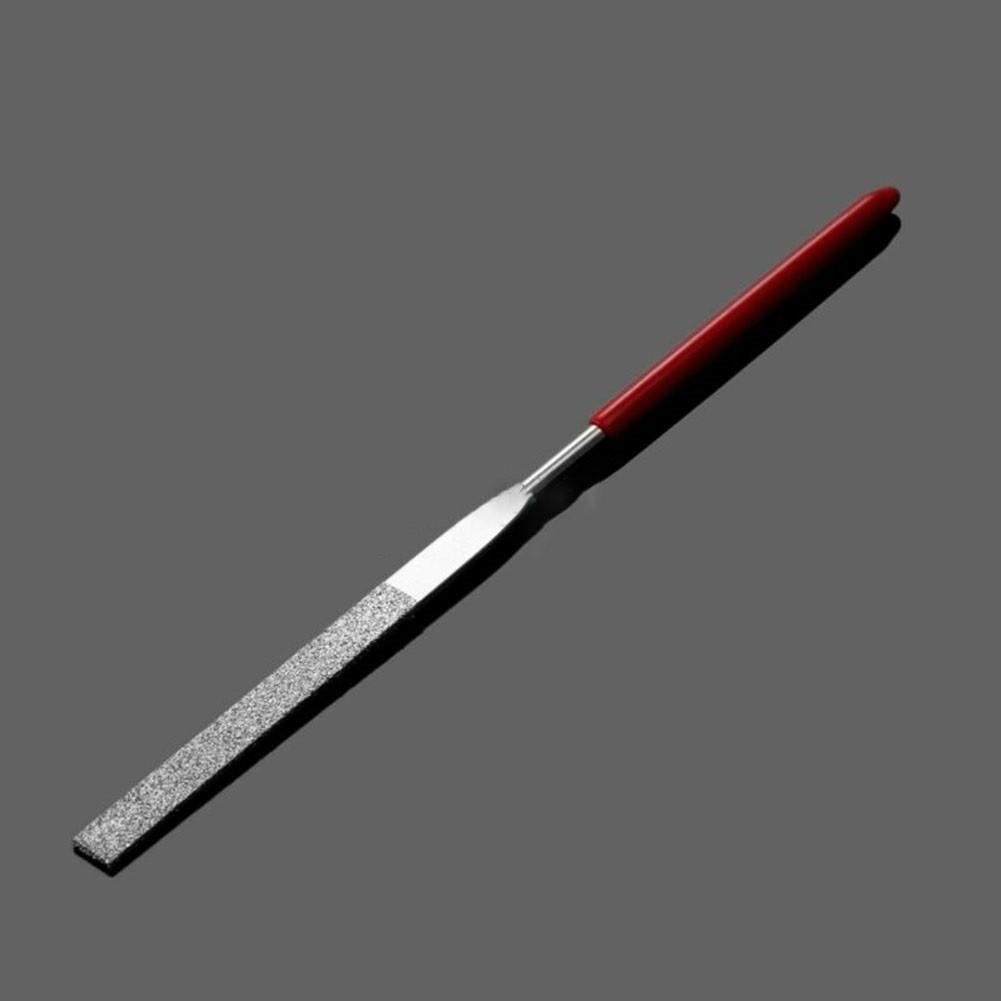 10PC 0.12*5.51\" Red Plastic Handle Metal Stone Grinding Flat Needle File