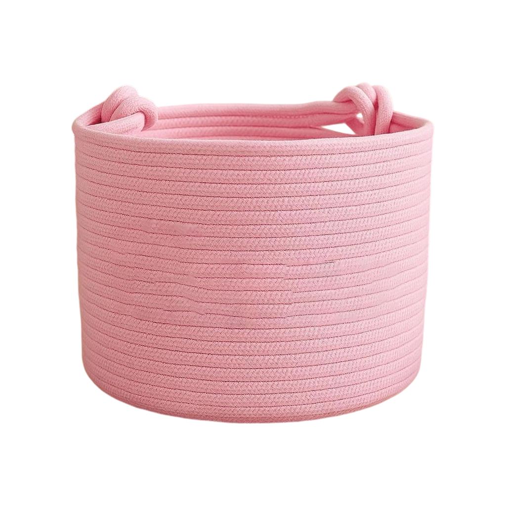Pet Toy Storage Basket - Cotton Rope with Knot Handles, Color No Embroidery, for and Dog Toys, Treats and Accessories