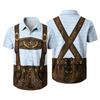 Men's Short Sleeve Button Up Shirt Festival Retro Beer Elements Print Casual Loose Fit Party Daily Wear Shirt