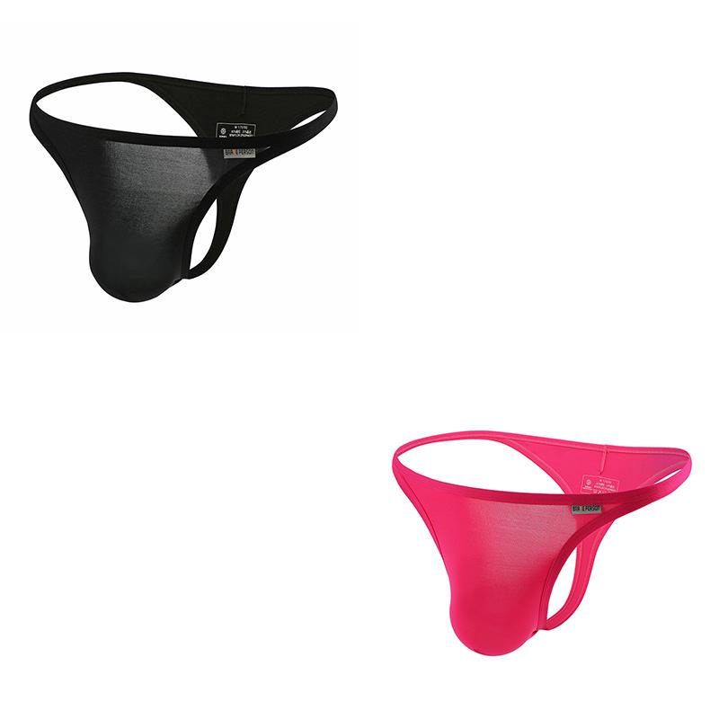 2Pcs/Lot Sexy Low-rise Men's Thongs Solid Color Ultra Soft T-Back Briefs Naked Feel Comfortable Breathable Underwear