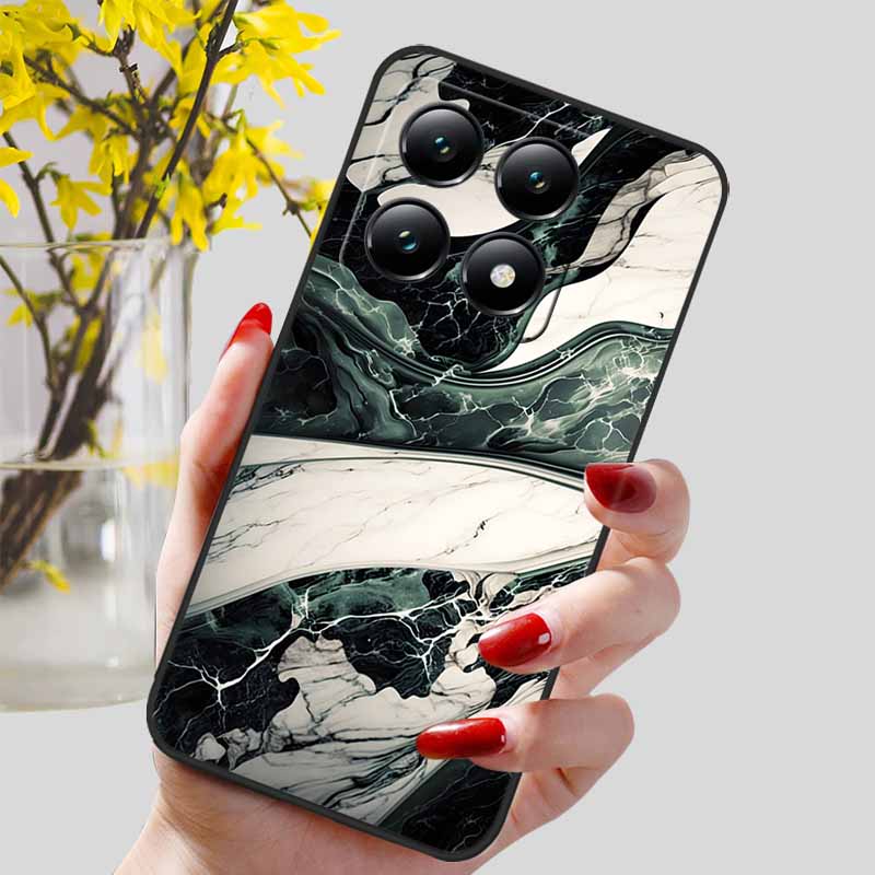 For Xiaomi 14T / 14T Pro Case Fashion Black TPU Marble Painted Cover for Xiaomi 14T Pro Shockproof Shell Capa Silicon Bag 6.67''