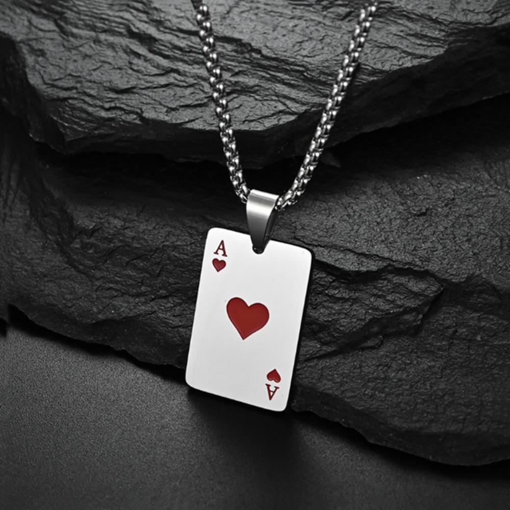 Pro ženy a muže, pokerové karty, eso pikové, náhrdelník z nerezové oceli, hrací karty, šperky