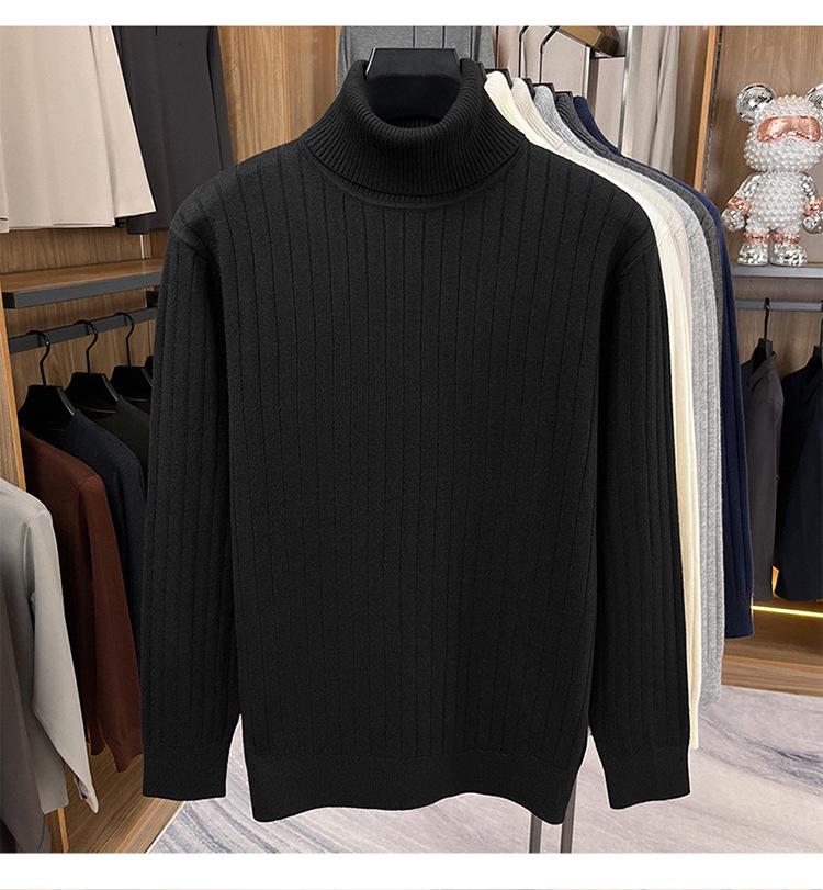 Men's Fashionable Thick Knit High-Neck Pullover Sweater