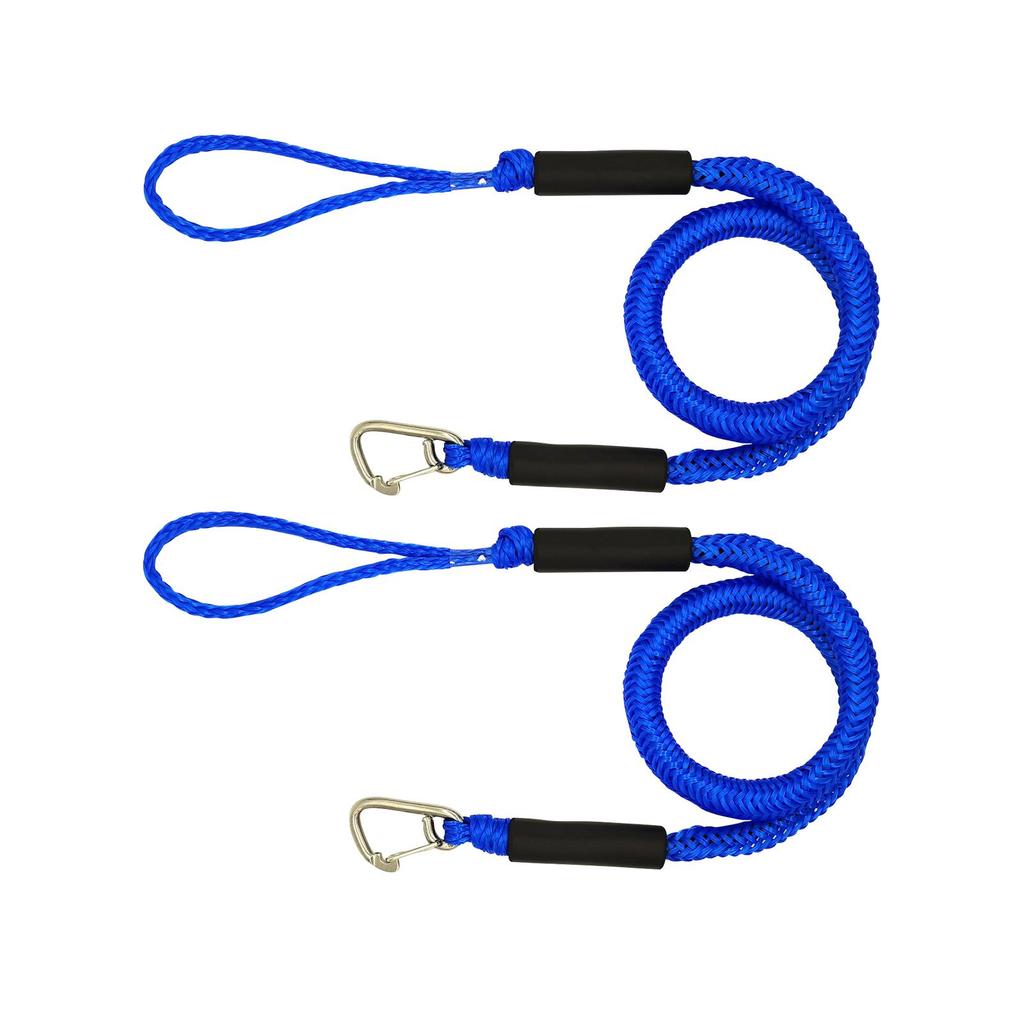 2 X Bungee Dock Line 122cm Accessories Nylon Loops with Clips Mooring Lines