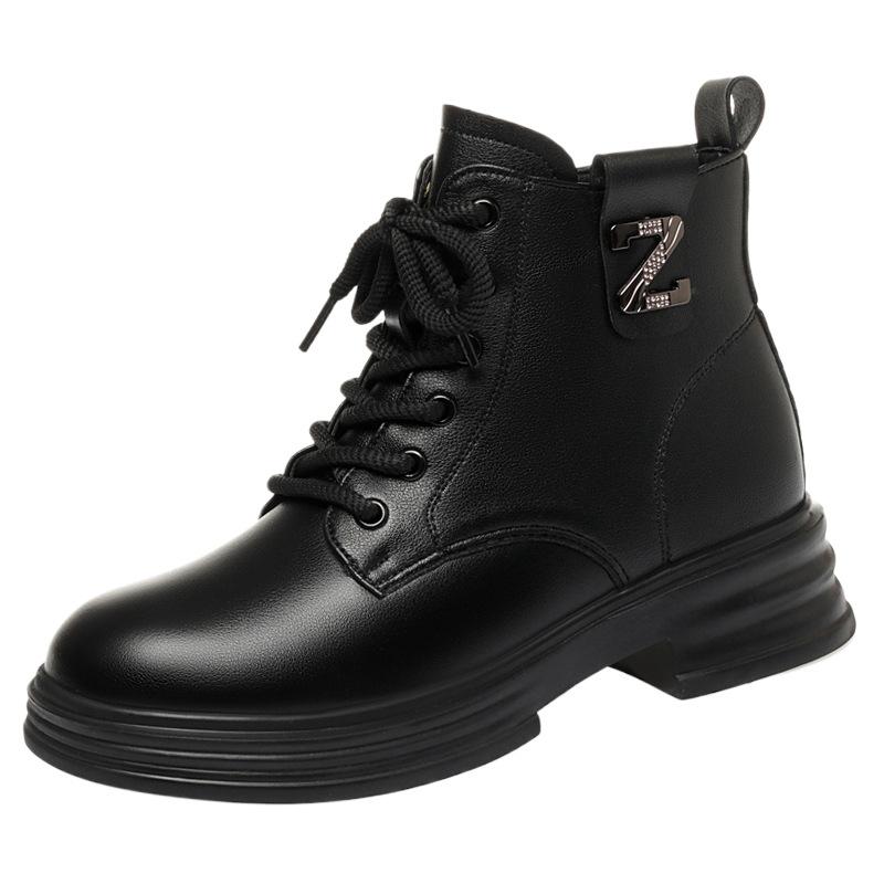 Martin boots for women, new autumn and winter small black short boots British style velvet warm boots