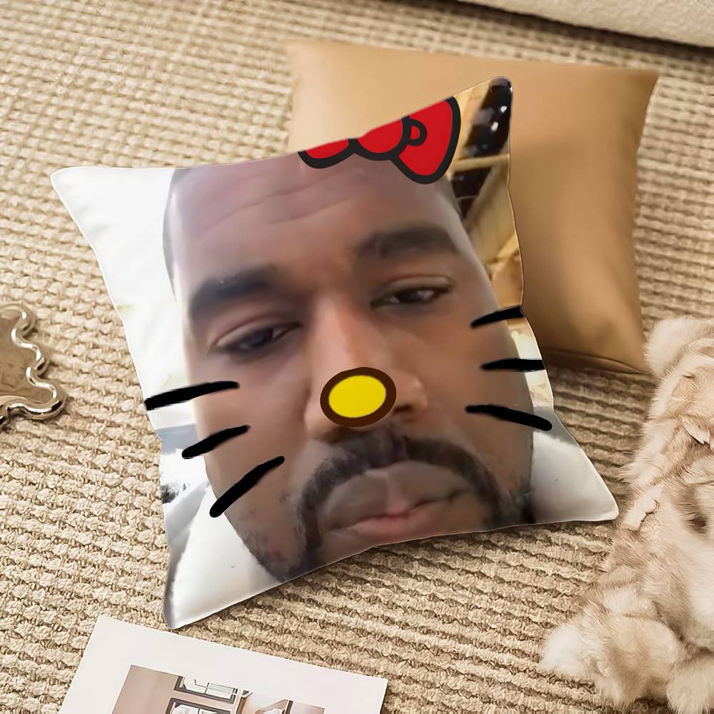 Funny K-Kanyes W-Wests Pillow Case Anti-Dustmite Pillowcase Invisible Zipper Silky Plush Sofa