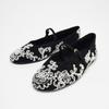 Fashion Retro Embroidered Flower Flat Ballet Shoes for Women 2025 Spring New French Round Head One Word Mary Jane Single Shoes Womens