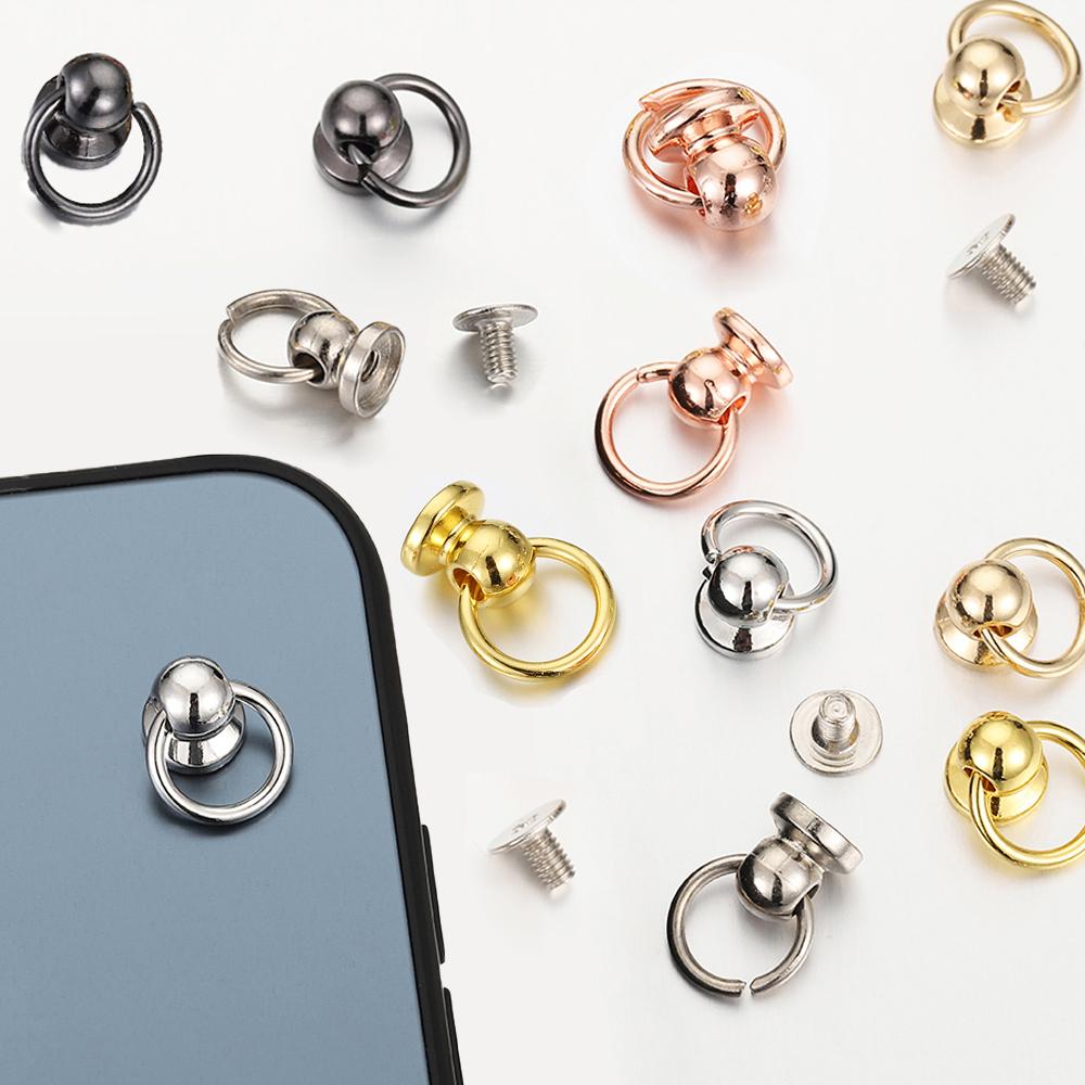 20pcs Metal Ball Post With O Ring Studs Rivets Nail Screwback Round Head Spots Spikes Leather Craft Phone Case Decor Accessories