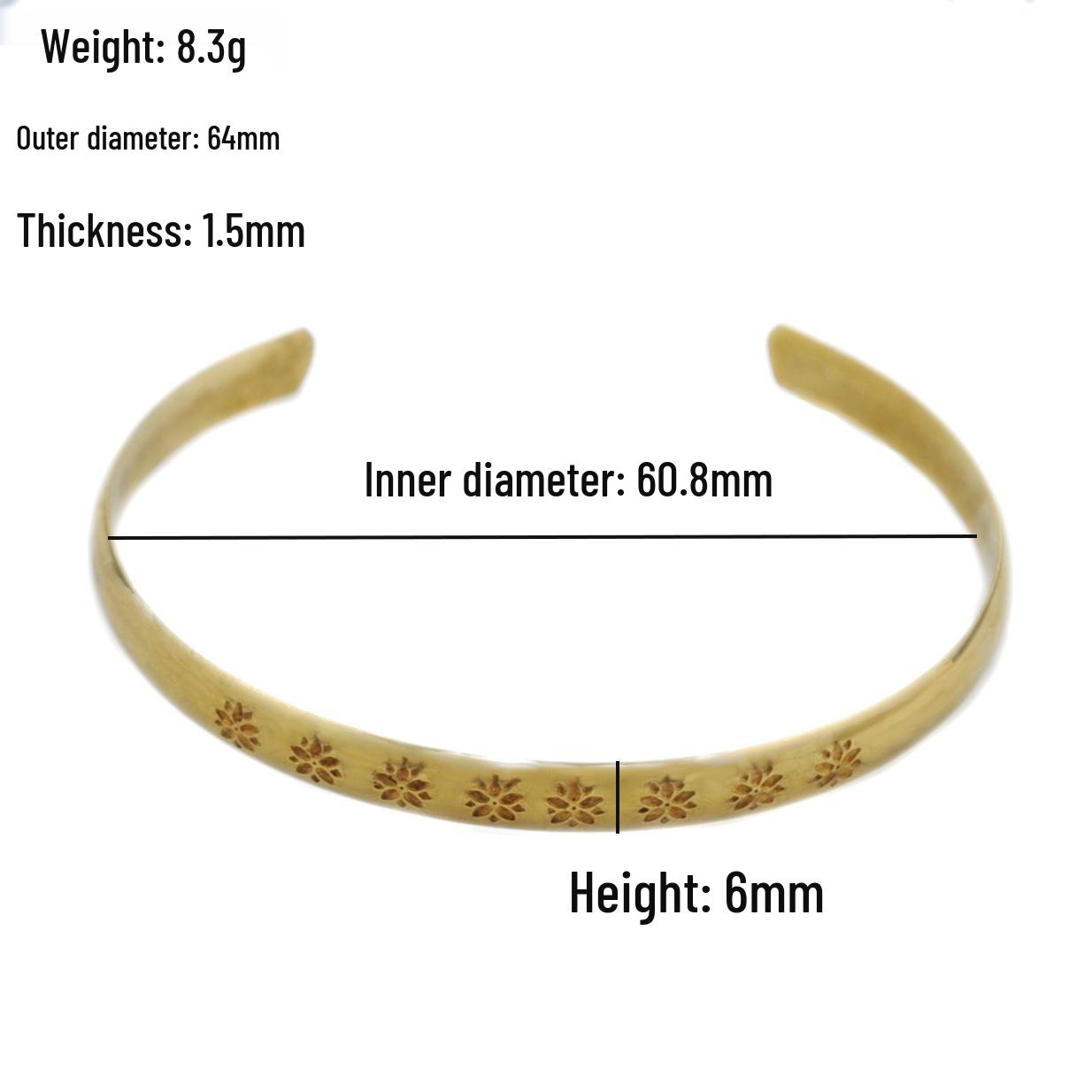 Metal Retro Style Flower Girl Adjustable Half-Open Thin Artistic Chinese Bracelet