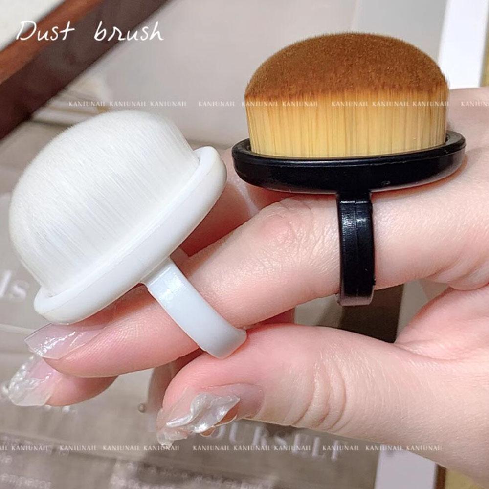 1pcs Finger Ring Nail Dust Brush Black/White/Pink Professional Nail Art Brushes Gel Polish Powder Cleaning Tool Beauty Makeup Br