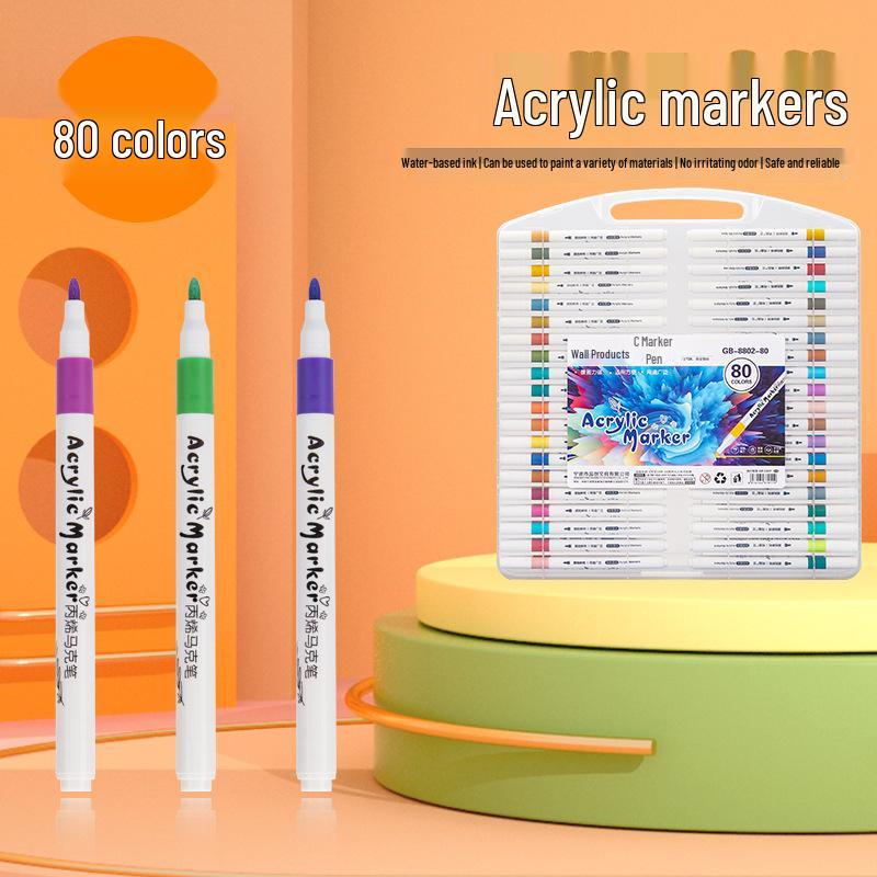80-Color Water-Based Acrylic Markers for Kids' Graffiti and DIY Painting