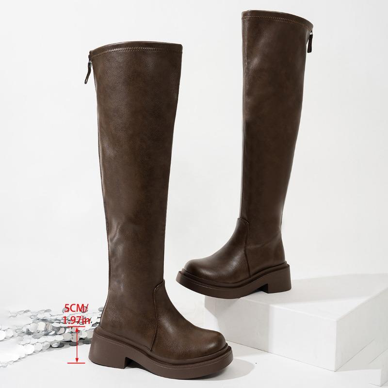 Over-the-knee Plus-size Shoes, Long Boots, Women's Shoes, New Autumn and Winter Thick-soled Slimming Long Boots