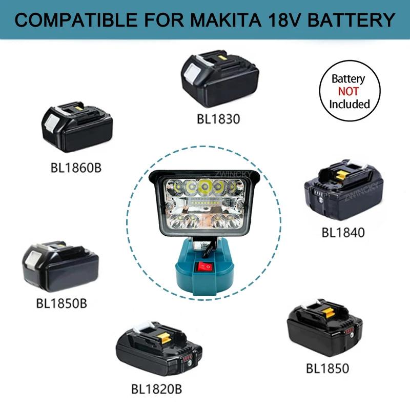 3/5/8 Inch LED Work Light Flashlight For Makita 18V Li-ion Battery Handheld Spotlight WIth Switch Night Lighting Tools
