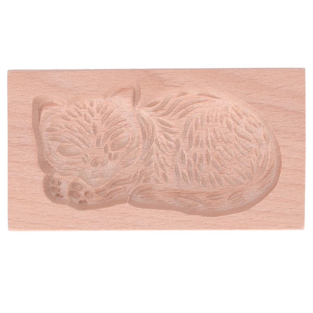 Animal Cookie Mold Lovely Vivid Wooden Biscuit Press Stamp Easy Demoulding Smoothly Cookie Mold Cat