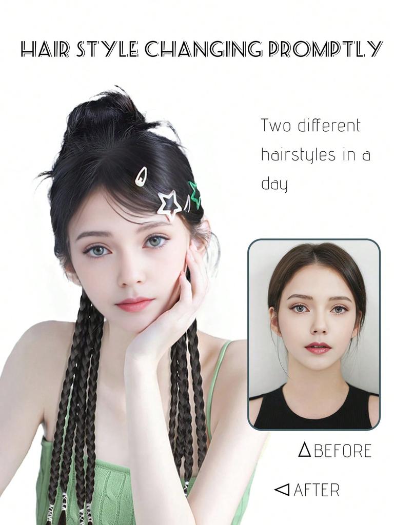 Extensii de coadă de cal cu împletitură lungă din fibră sintetică cu bandă de cauciuc Extensii de păr împletit de box de 22 inch cu coc dezordonat pentru femei Utilizare zilnică