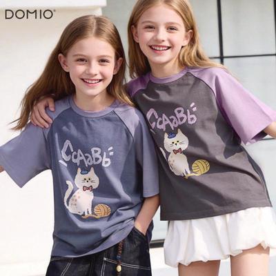 Girls' American Retro Short-Sleeve Summer T-Shirt for Older Children and Teens