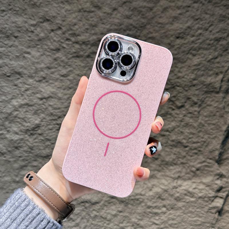 Glitter Camera Protector Magnetic Phone Case for iPhone 16 14 15 Plus 11 12 13 Pro Max Luxury Wireless Charge Shockproof Cover