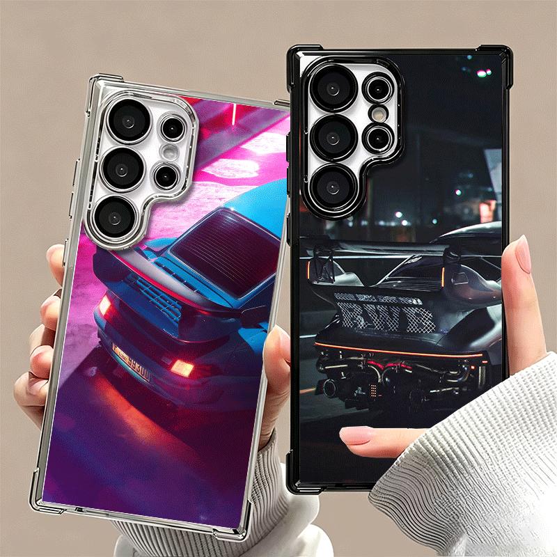 Sports Car RWB Cool Plating Phone Case For Samsung Galaxy S24 S25 FE S26 Edge S23 Ultra S22 S21 Plus S20 Anti-Fall Airabag Cover