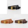 Simple Leather Belt For Women And Men With Silver Alloy Buckle For Casual And Office Wear