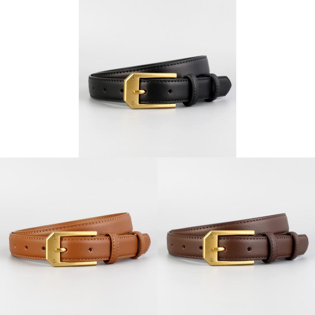 Simple Leather Belt For Women And Men With Silver Alloy Buckle For Casual And Office Wear